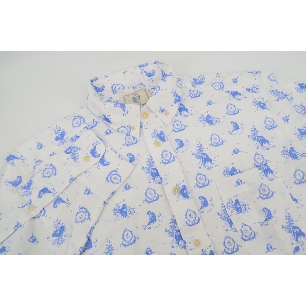 Taylor Stitch MailChimp Shirt Mens 42 White Blue The Freddie Button Down